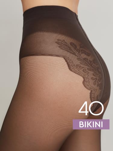 Image of Conte Women's Lace Top Patterned Panties Pantyhose Tights Bikini 40 Den