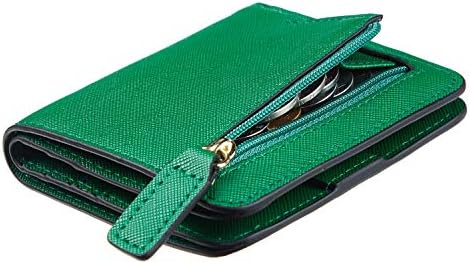 Toughergun Womens Rfid Blocking Small Compact Bifold Leather Pocket Wallet Ladies Mini Purse with ID Window (CH Green)