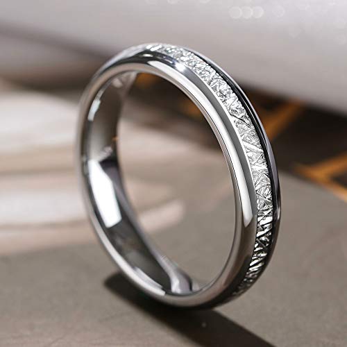 THREE KEYS JEWELRY 4mm 6mm 8mm Tungsten Wedding Ring Imitated Meteorite Silver Polished Band2