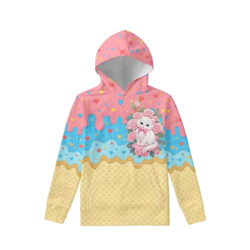 Image of Coloranimal Unisex Girls and Boys Long Sleeve Hoodies Hoody Athletic Pullover Sweatshirts Tops Age 6-16year