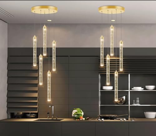 Image of Mini Chandelier Modern Pendant Lights LED Bubble Crystal Kitchen Island Light Fixtures Gold Mini Pendant Lighting for Kitchen Island Dining Room Bedroom Bar Dimmable Ceiling Hanging Lights 2700K 6000K