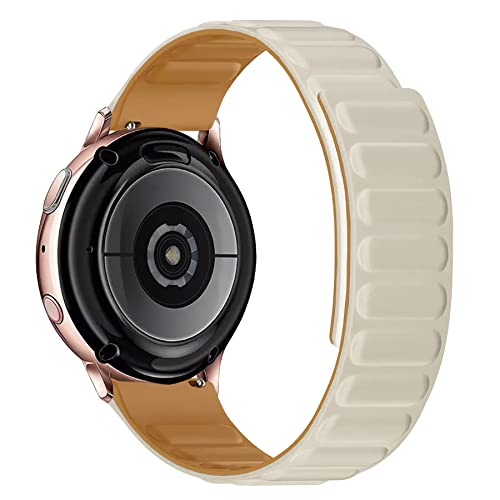 Image of ACM Watch Strap Magnetic Silicone Loop Compatible with Universal 22mm Size Replacement Strap Smartwatch Luxury Band White