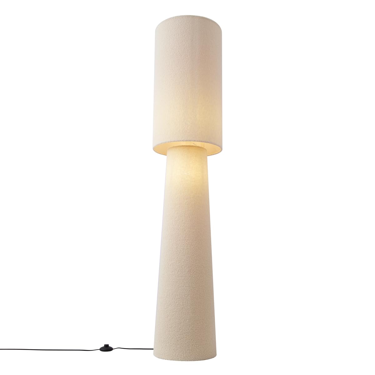 Qazqa Japandi Stehleuchte, Stehlampe - Trompet - Beige, max. 15W, Geeignet für LED, 2-flammig, 165cm, Ideal als Wohnzimmerlampe