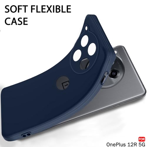 Image of TheGiftKart Liquid Silicone Back Cover Case for OnePlus 12R 5G | Soft Micro-Fibre Lining Inside | Camera Protection Bump | Shockproof Back Case Cover for OnePlus 12R 5G (Silicone, Navy Blue)