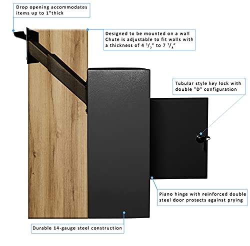 Durabox D700-BK Through The Wall Drop Box, Tubular Key Locking Secure Mailbox thumb #1