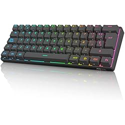 Mejores Teclados Bluetooth Para Ipad RK ROYAL KLUDGE RK61 Teclado Inalambrico, Español Teclado Mecánico Gaming 60% RGB Bluetooth/USB-C/2.4Ghz Interruptor Rojo Hot Swap Compatible con MacBook/iPad/iOS/Mac OX/Windows PC Tableta, Negro