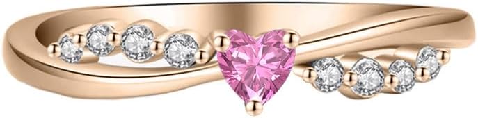 Heart Shaped Pink Sapphire & Diamond Twisted Engagement Ring, 14K Gold Finish September Birthstone Infinity Heart Ring