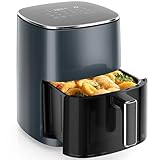 Sweetcrispy Air Fryer 6QT with Window, Square Airfryer Oven 12-in-1 for Family, 400°F Rapid Air Crispy Technology, Roast Bake Dehydrate, Nonstick & Easy-Clean Basket,Grey