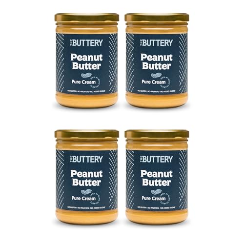 The Buttery – Peanut Butter Pure Cream/Crema de Cacahuete Suave, 100% Cacahuete Alto Oleico Saludable, Sin Aceite de Palma ni Azúcares Añadidos ni Gluten- 800g | 4 PACK