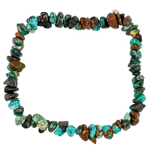 Image of Certified Chrysocolla Bracelet for Women Men with Healing Crystal and Reiki Stone - Beautiful Gemstone Beaded Bracelet for Balance, Harmony & Positive Energy (Chips Stone Beads)