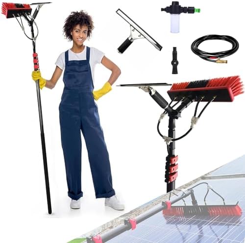 Telescopic Window Cleaning Brush 3.6-10.8m Water-Fed Kit Squeegee & Soap Dispenser Ideal for Home & Car Cleaning Extendable Pole for Effortless Reach