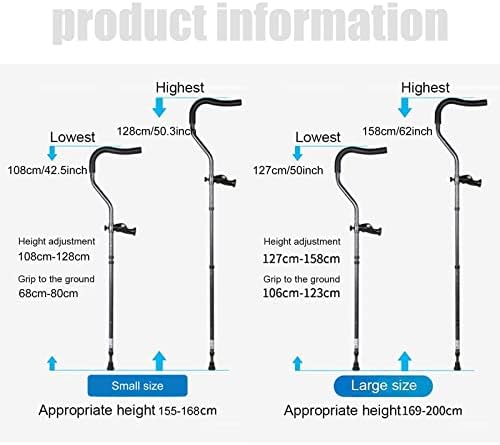 Underarm Crutches, F-Shape Lightweight Adjustable Ergonomic Shock Absorber Walking Crutches, Non Skid Aluminum Crutches, Heavy Duty for Standard and Tall Adults