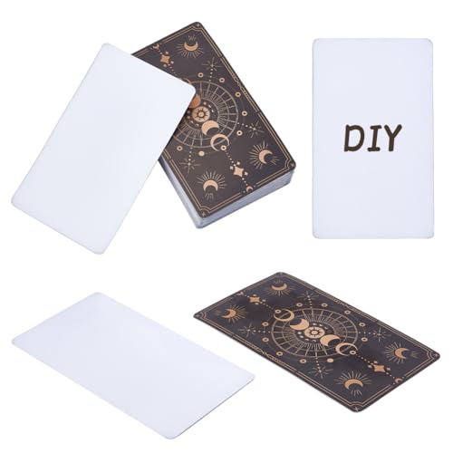 NBEADS 100 Pcs Blank Tarot Cards with Design on Back, Blank Oracle Tarot Cards to Write On DIY with Celestial Gold Foil Design, 6.9×11.8cm