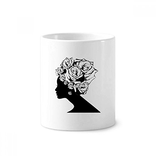 Porte-céramique brosse à dents fleur plante tasse blanche de 350ml