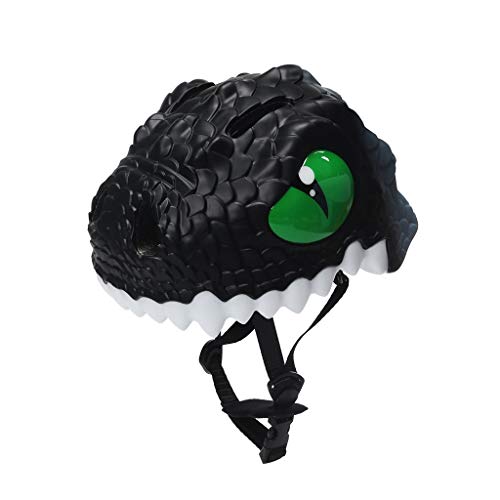 MEIEI Casco de Ciclismo para niños, Casco de Bicicleta de Dinosaurio, Rueda de patineta, balancín Deslizante, Equipo de protección (Color : Black)