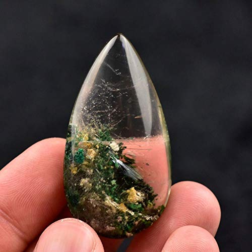 beyonday 2pcs Natural Ghost Phantom Stone, Jasper Oval Palm Pocket Crystal Stone, Natural Quartz Specimen Healing Pendant