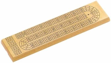 CHH 2425 15" 3 Track Wooden Cribbage Board & 9 Plastic Pegs, Natural