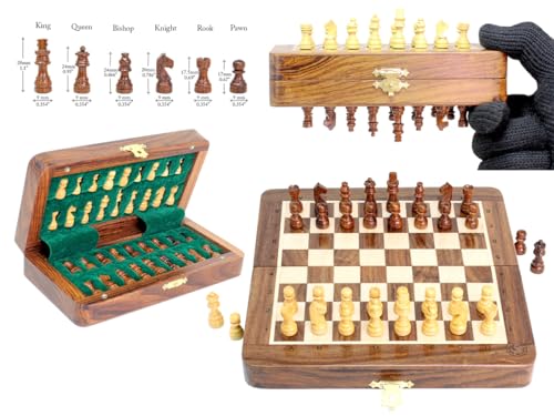 Set de ajedrez magnético plegable 16.25 cm madera miniatura 1