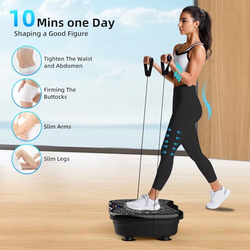 Image of Dealsure Vibration Plate Exercise Machine | Full Body Vibration Machine for Weight Loss in Home & Gym, Muscle Toning, Calorie Burn & Fitness Training with 5 Program Modes, Remote & 2 Resistance Bands