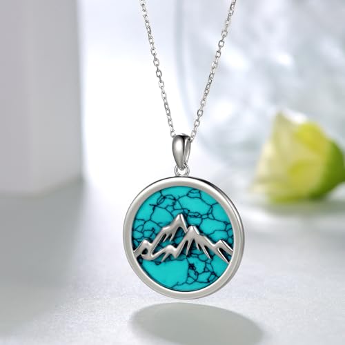 Western Turquoise Necklace 925 Sterling Silver Turquoise Cross/Dragonfly/Cow Tap/Butterfly/Hummingbird/Snake/Horseshoe Pendant Necklaces Turquoise Jewelry Gifts for Women Men2