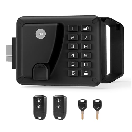 Feikenee RV Door Lock Keyless Entry Heavy-Duty RV Door Lock Replacement Kit with Password & Remote Control Fits 3.75 x 2.75 x 1.5 Openings