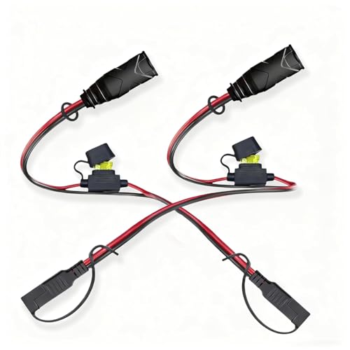 2-Pack 1FT 14AWG SAE Extension Cord, Waterproof SAE Connector Cable with 20A Fuse, Tool-Free for Motorcycle/ATV/UTV/Car Automotive ﻿