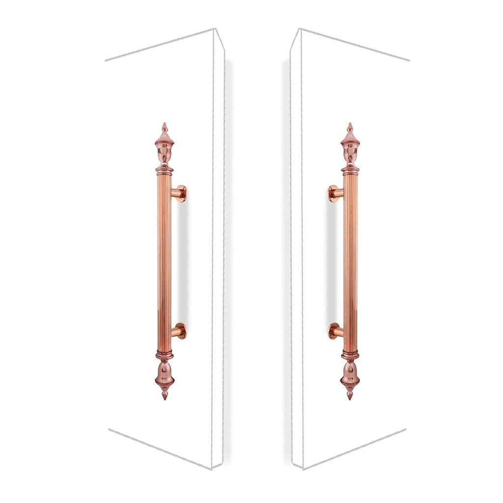 Gthtuhfd Rose Gold Stainless Steel Push Pull Door Handle Rectangle H-Shape Back To Back For Glass Doors Office Doors,-Length 23.6 In