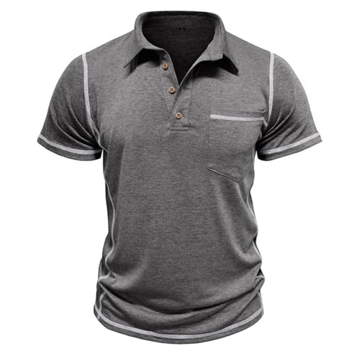 Mens Casual Polo Shirts Athletic Short Sleeve Classic Button Tees Slim Fit Shirt with Pocket3