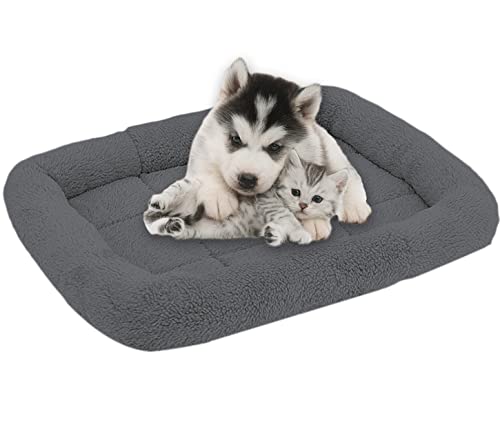 qing yun Weich gepolsterte Hundematte aus Fleece, für Welpen, Kätzchen, Katzen, Hunde (S 40 x 27 cm, dunkelgrau) Cover