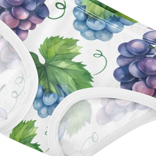 Cotton Toddler Underwear Custom Watercolor Blue Purple Grape Vines Little Girl Panties Animals Underpants Briefs 2t4