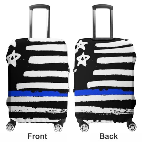 Anti Scratch Travel Luggage Cover American Blue Line Flag Pattern Elastic Washable Stretch Suitcase Protector Carry On Luggage Cover3