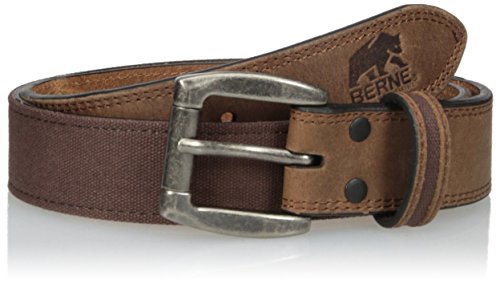 Berne Men's Leather Belt with Canvas Insert