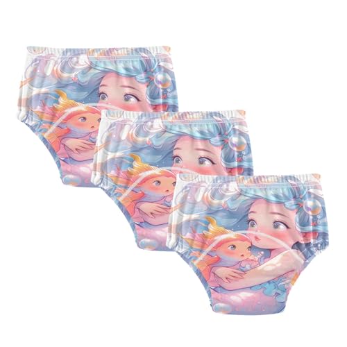 Coikll Cute Mermaid and Fish Toddler Training Underwear Waterproof Baby Pee Pants -3T