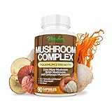 Parker Naturals Mushroom Complex Capsules, Premium Lions Mane, Cordyceps, and Reishi Mushroom Supplement, Maximum Strength Organic Mushrooms Supplement, 90 Capsules