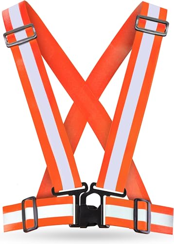 AVANA Chaleco reflectante, chaleco de seguridad reflectante, chaleco de seguridad ajustable, ligero, alta visibilidad, correr, bicicleta, moto, para adultos y jóvenes (naranja)