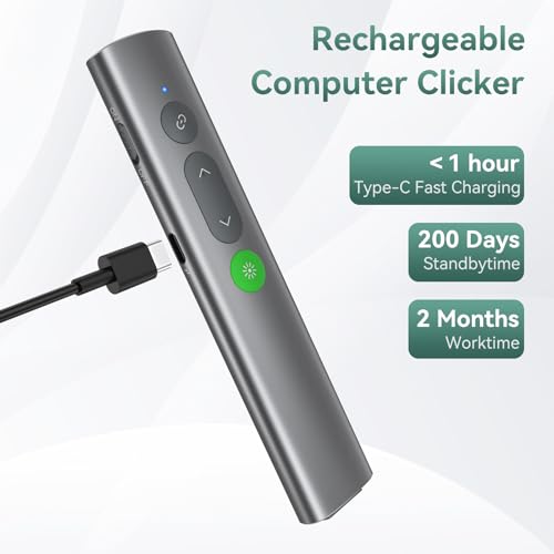 Image of Alloy Steel Presentation Clicker with Green Laser,Wireless Presenter Remote