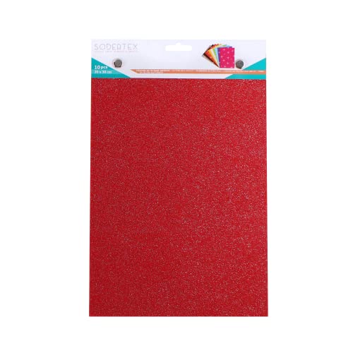 SODERTEX - Coupons Feutrine Pailletée 140G/M2 - 20x30cm - 10 Couleurs Assorties - L186964 - Loisir créatif