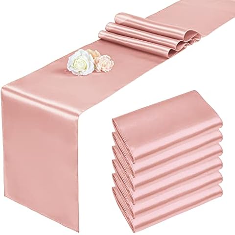 Pesonlook 6er-Pack Roségold-Satin-Tischläufer für Hochzeiten Cover