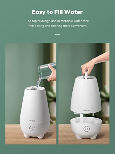 Aiheal Humidifiers For Bedroom Large Room Home, 5L Top Fill Cool Mist Ultrasonic Humidifier For Baby Plants, Smart Humidistat Mode, Essential Oil Diffuser, Sleep Mode, Auto Off And Ultra Quiet, White #TOP6