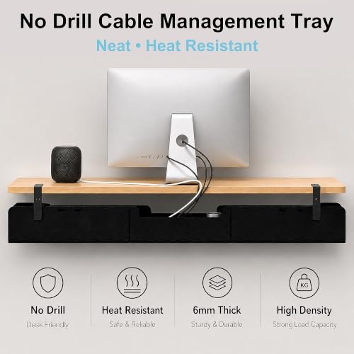 Image of No-Drill Under Standing Desk Cable Management,47.2 inch L,Black