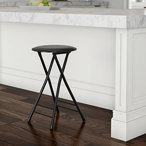 Lavish Home Folding Stool - Backless 24-Inch Stool with 225lb Capacity for Kitchen or Rec Room - Portable Indoor Counter Bar Stools (Black) by Lavish Home - Image 8