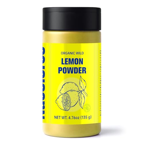 100% Organic Freeze-Dried Lemon Powder - Natural Citrus Food Coloring & Flavoring for Baking, Smoothies, Drinks, Cakes, Frosting (4.76 oz, No Sugar Added, Vegan Gluten-Free, Convenient to Carry)