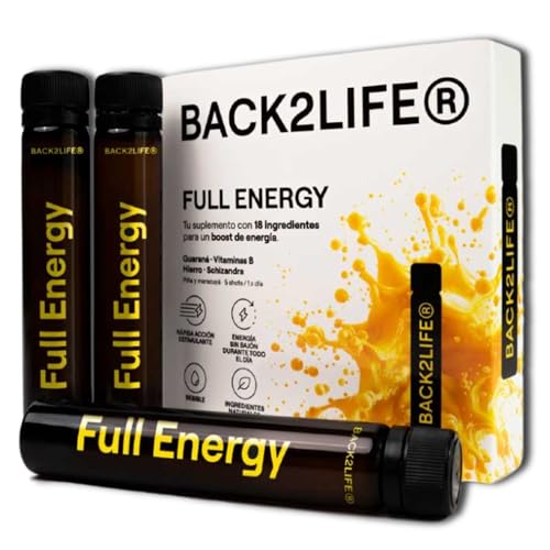 Back2life   Full Energy Fórmula Energizante | Energía, Mente y Recuperación | Adaptógenos, Vitaminas, Minerales y Estimulantes | Vitaminas para el Cansancio | 100% Natural 17 Ingredientes Activos