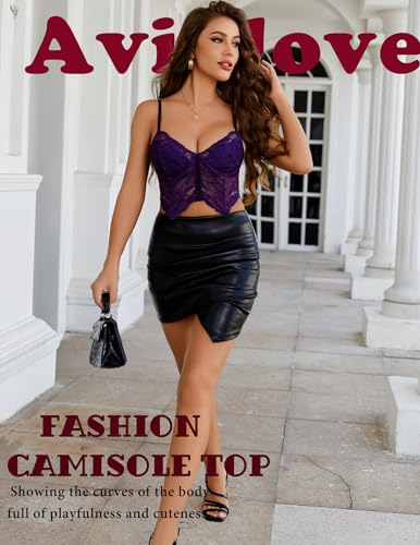 Image of Avidlove Lace Bralettes for Women Y2k Camisole Lingerie Adjustable Strap Crop Top