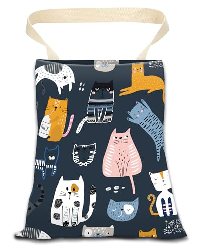 Image of Car Trash Can, Durable Hanging Car Trash Garbage Bag, Cute Automotive Garbage Cans Organizer, Cute Cartoon Blue Cats