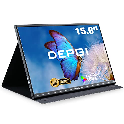 Image of DEPGI Portable Monitor 15.6 Inch FHD 1080P HDMI USB-C, HDMI Computer Display QLED External Monitor 95% NTSC for Laptop PC MAC Phone PS4 Xbox Switch, Built-in Speaker with Protective Case