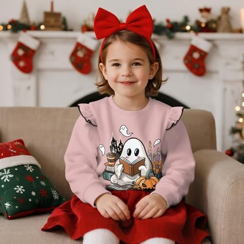 Toddler Girls Halloween Sweatshirts Ruffle Long Sleeve Shirts Fall Clothes Holiday Party Tops 1-8 Years3