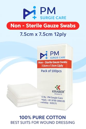 Image of PM Non Sterile Absorbent Gauze Swabs 100pc Pack 7.5cm x 7.5cm 12ply type 17 (40)