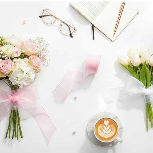 Organzaband, Geschenkband, 6 Rollen transparente Schleifenbänder in verschiedenen Farben,Geschenkbänder Ideal für Geschenkverpackung, Handwerk und Dekoration