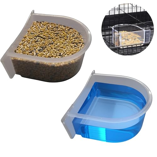 Image of Bird Cage Feeder & Drinker (1 Pair) | Durable Plastic Food & Water Dispenser | Safe & Bird-Friendly Design Plastic | Wild Birds feeders Bird Budgies Food Cage